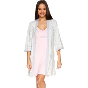 bebe Womens Nightgowns Lace Trim Chemise Lounge & Belted Wrap Pajama Robe Sleepwear Set in Saudi Arabia