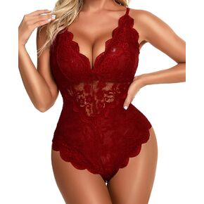 Namifin Sexy Lingerie for Women Lace Teddy Lingerie Snap Crotch Bodysuit