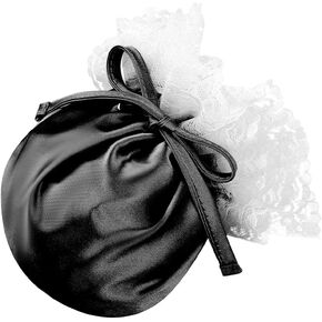 Agoky Men's Sissy Pee Wee Chastity Cover Silky Satin Lace Trim Drawstring C-String Underwear Mini Briefs Lingerie