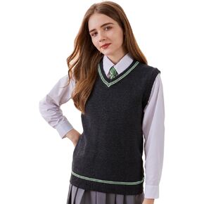 Focupaja Sweater Vest Knit V-Neck Sleeveless Pullover Halloween Cosplay Costumes Cardigan Vest Waistcoat Unisex Fall Winter in Saudi Arabia