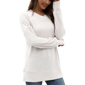 سترة نسائية فضفاضة من Beimuc برقبة على شكل حرف V وأكمام طويلة بلوفر علوي أنيق in Kuwait