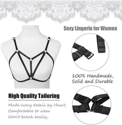 FIBO STEEL 4 Pcs Womens Strappy Cage Bra Sexy Bra Harness for Women in Kuwait