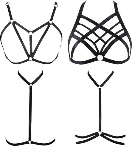 FIBO STEEL 4 Pcs Womens Strappy Cage Bra Sexy Bra Harness for Women in Saudi Arabia