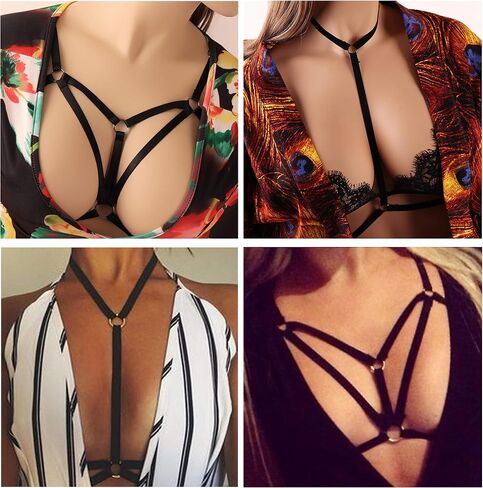 FIBO STEEL 4 Pcs Womens Strappy Cage Bra Sexy Bra Harness for Women in Saudi Arabia