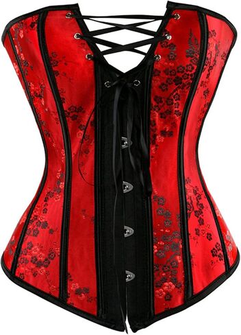Jutrisujo Women Underbust Basques and Corsets Boned Brocade Waist Cincher Vest Plus Size Top in Kuwait