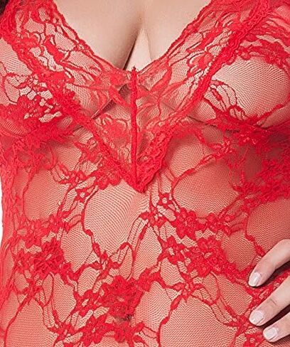 LINGERLOVE Women's Floral Lace Plus Size Babydoll Lingerie Sexy Split Maxi Long Nightgown Dress in Kuwait