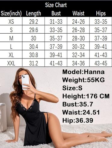 Avidlove Women Lingerie Lace Chemise Sexy Nightgown Modal Babydoll Side Slit Sleepwear in Saudi Arabia