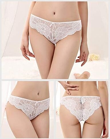 KELITCH Women's Briefs Scalloped Lace Hipster Thong Panties Bow Sexy Underwear in Kuwait