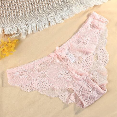 KELITCH Women's Briefs Scalloped Lace Hipster Thong Panties Bow Sexy Underwear in Kuwait