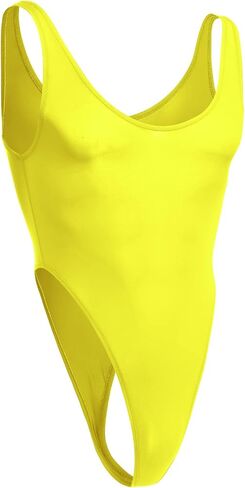 ABAFIP Mens Lingerie Solid Color Semi See Thru High Cut Thong Leotard Bodysuit Scoop Neck Mankini Swimwear Underwear in Saudi Arabia