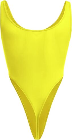ABAFIP Mens Lingerie Solid Color Semi See Thru High Cut Thong Leotard Bodysuit Scoop Neck Mankini Swimwear Underwear in Saudi Arabia