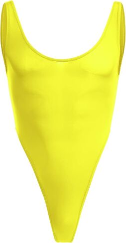 ABAFIP Mens Lingerie Solid Color Semi See Thru High Cut Thong Leotard Bodysuit Scoop Neck Mankini Swimwear Underwear in Saudi Arabia