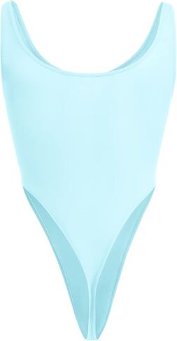 ABAFIP Mens Lingerie Solid Color Semi See Thru High Cut Thong Leotard Bodysuit Scoop Neck Mankini Swimwear Underwear in Saudi Arabia