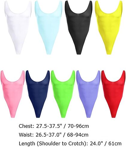 ABAFIP Mens Lingerie Solid Color Semi See Thru High Cut Thong Leotard Bodysuit Scoop Neck Mankini Swimwear Underwear in Saudi Arabia