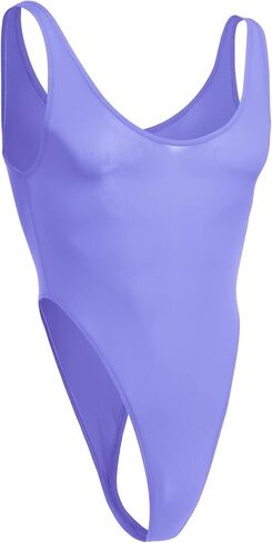 ABAFIP Mens Lingerie Solid Color Semi See Thru High Cut Thong Leotard Bodysuit Scoop Neck Mankini Swimwear Underwear in Saudi Arabia