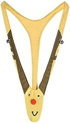 Rukisac Christmas Gag Gift Reindeer Underwear Mankini Men Thong Suits with Bells Pranks for White Elephant Exchange Gifts Valentines Day in Saudi Arabia