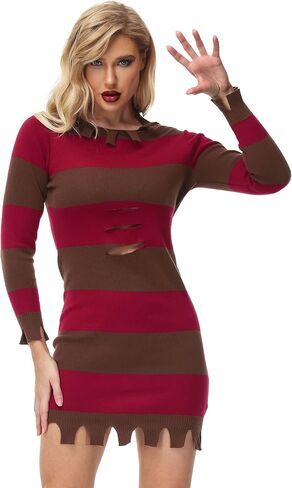 فستان AOBUTE Halloween Freddy التنكري للنساء سترة مخططة حمراء بأكمام طويلة للرجال in Kuwait