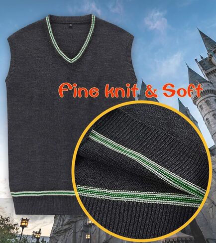 Focupaja Sweater Vest Knit V-Neck Sleeveless Pullover Halloween Cosplay Costumes Cardigan Vest Waistcoat Unisex Fall Winter in Kuwait