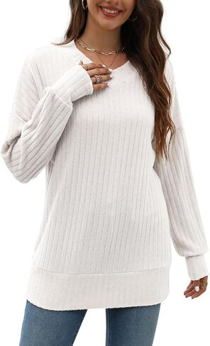 سترة نسائية فضفاضة من Beimuc برقبة على شكل حرف V وأكمام طويلة بلوفر علوي أنيق in Kuwait