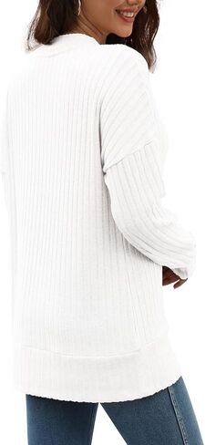 سترة نسائية فضفاضة من Beimuc برقبة على شكل حرف V وأكمام طويلة بلوفر علوي أنيق in Kuwait