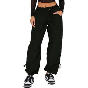 Waitfairy Parachute Pants for Women,Baggy Fit Cargo Pants with Pockets
