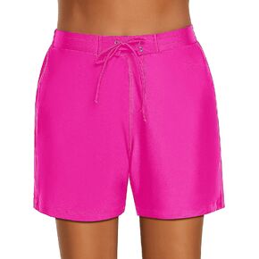 Utyful Women's Board Shorts Mid Waisted Long Swim Bottom Lace Up Elastic Waist Swimsuit Bottom Swim Shorts Women