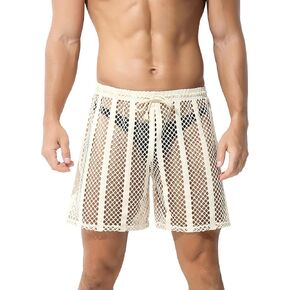 Panegy Men's Fishnet Legging Pants & Shorts Mesh Drawstring Loose Lounge Pants Swim Shorts in Saudi Arabia