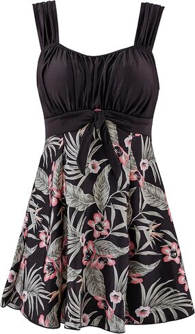wantdo Women's One-Piece Swimdress Plus Size Swimsuit Tummy Control with Skirt Cover Up in Kuwait