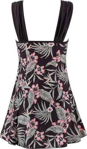 wantdo Women's One-Piece Swimdress Plus Size Swimsuit Tummy Control with Skirt Cover Up in Kuwait