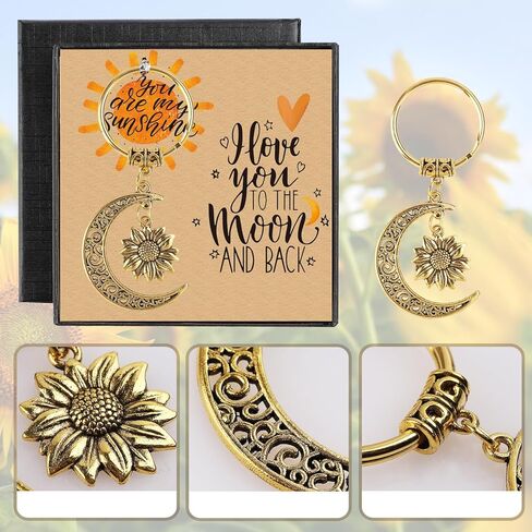 سلسلة مفاتيح بتصميم زهرة عباد الشمس والقمر من برفايرل، هدايا فريدة للرجال او هدايا مضحكة للنساء، سلسلة مفاتيح رائعة للرجال، سلاسل مفاتيح لطيفة للنساء، كما هو موضح في الصور، مقاس واحد in Kuwait