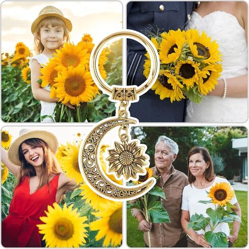 سلسلة مفاتيح بتصميم زهرة عباد الشمس والقمر من برفايرل، هدايا فريدة للرجال او هدايا مضحكة للنساء، سلسلة مفاتيح رائعة للرجال، سلاسل مفاتيح لطيفة للنساء، كما هو موضح في الصور، مقاس واحد in Kuwait