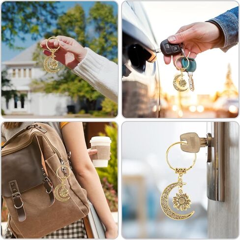 سلسلة مفاتيح بتصميم زهرة عباد الشمس والقمر من برفايرل، هدايا فريدة للرجال او هدايا مضحكة للنساء، سلسلة مفاتيح رائعة للرجال، سلاسل مفاتيح لطيفة للنساء، كما هو موضح في الصور، مقاس واحد in Kuwait