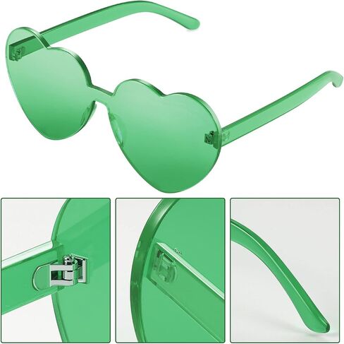 Maxdot 2 Pieces Heart Shape Rimless Sunglasses Transparent Candy Color Frameless Glasses Love Eyewear in Saudi Arabia