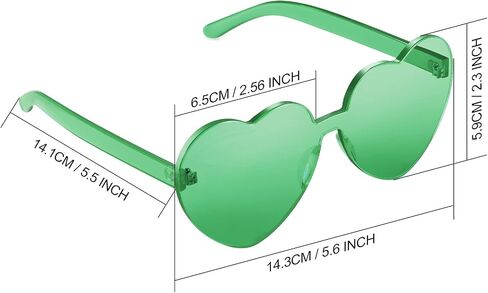 Maxdot 2 Pieces Heart Shape Rimless Sunglasses Transparent Candy Color Frameless Glasses Love Eyewear in Saudi Arabia