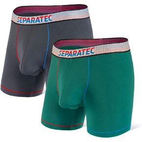 Separatec Men's Dual Pouch Underwear Single-Sided Moisture Transported Boxer Briefs 2-3 Pack