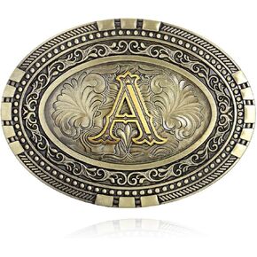 QQA Western cowboy belt buckle initials ABCDEF TO Z Men's novelty upgraded belt accessories
