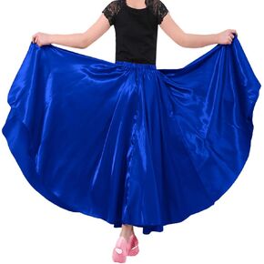 BACKGARDEN Girls Stretched Flowy Satin Long Skirt for Princess Costume Dress up Halloween Flamenco Dance Performance in Kuwait
