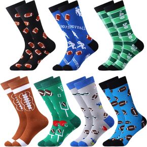 7 Pairs Novelty Football Book Socks Athletics Crew Socks Football Gift Reading Socks Book Lover Gift for Women Men
