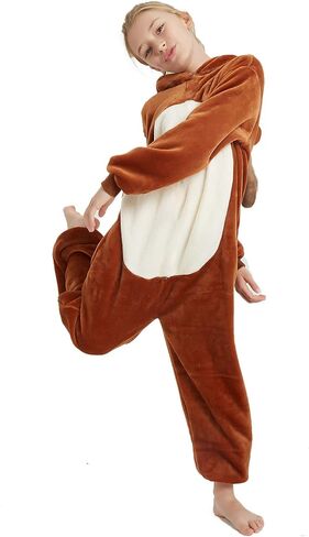 Kid Reindeer Onesie Pajamas Deer Christmas Halloween Costume Boy Girl Animal Onepiece (Pink, 140) in Kuwait
