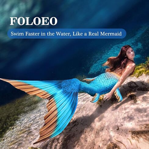 FOLOEO Mermaid Tails for Swimming, Mermaid Swimsuit Costume Set Bathing Suits for Adult & Teen（No Monofin & Support Plate in Saudi Arabia