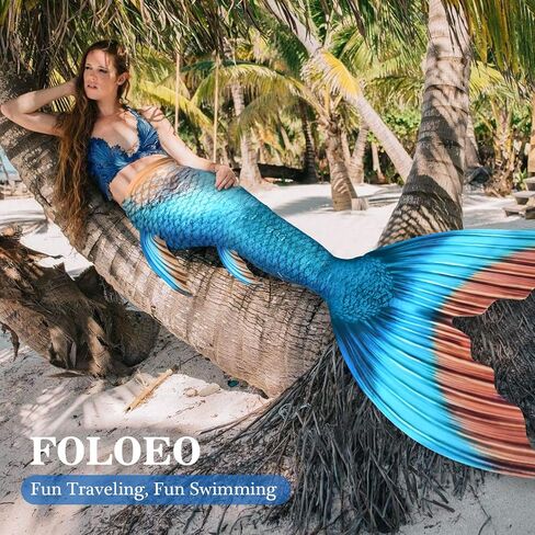 FOLOEO Mermaid Tails for Swimming, Mermaid Swimsuit Costume Set Bathing Suits for Adult & Teen（No Monofin & Support Plate in Saudi Arabia