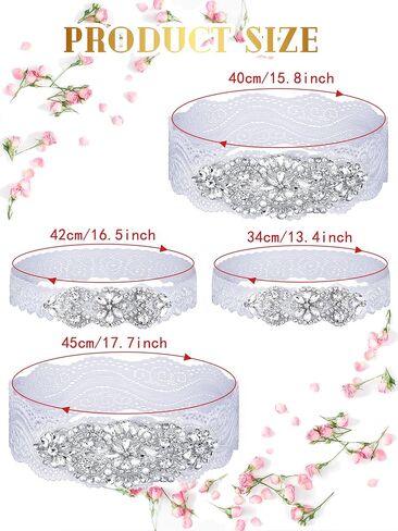 Garters for Bride Wedding Garter Set Lace Bridal Garter Non Slip Silicone Thigh Garter with Rhinestones Crystal in Saudi Arabia