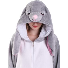 EJsoyo Adult Onesie Bunny Sleepwear Lion Animal Puppy Cartoon Costume and Teens Pajamas Unisex Christmas Halloween Cosplay