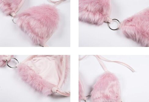 حمالة صدر نسائية من الفرو الصناعي بأشرطة ملفوفة حول رسن مثلث لحفلات مهرجان الموسيقى والرقص in Kuwait