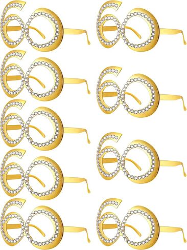 9 Pairs 60th Birthday Glasses Number 60 Crystal Frame Funny Costume Sunglasses Novelty Eyewear Celebration Decoration in Saudi Arabia