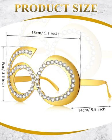 9 Pairs 60th Birthday Glasses Number 60 Crystal Frame Funny Costume Sunglasses Novelty Eyewear Celebration Decoration in Saudi Arabia