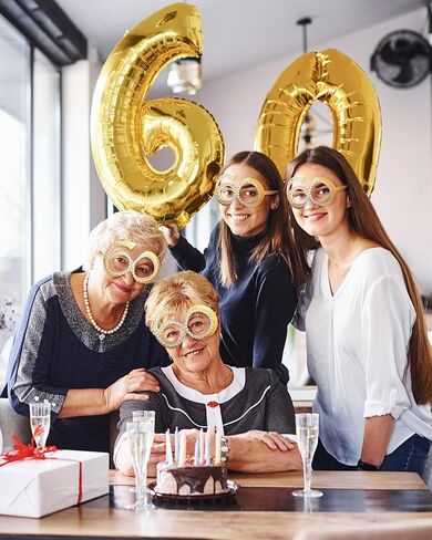 9 Pairs 60th Birthday Glasses Number 60 Crystal Frame Funny Costume Sunglasses Novelty Eyewear Celebration Decoration in Saudi Arabia
