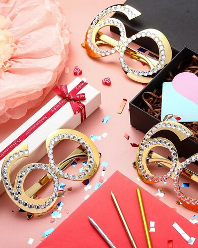 9 Pairs 60th Birthday Glasses Number 60 Crystal Frame Funny Costume Sunglasses Novelty Eyewear Celebration Decoration in Saudi Arabia