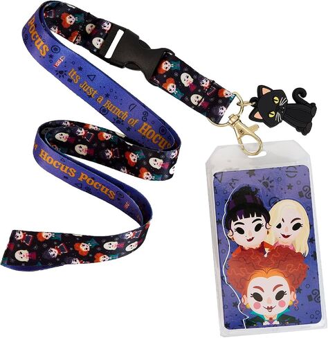 Loungefly Disney Hocus Pocus Sisters All Over Print Lanyard with Binx Charm in Saudi Arabia