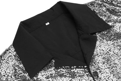 AstoSeu Men's Sequin Dress Shirt 70s Disco Costume Sparkle Party Short Sleeve Button Down Shirts in Kuwait